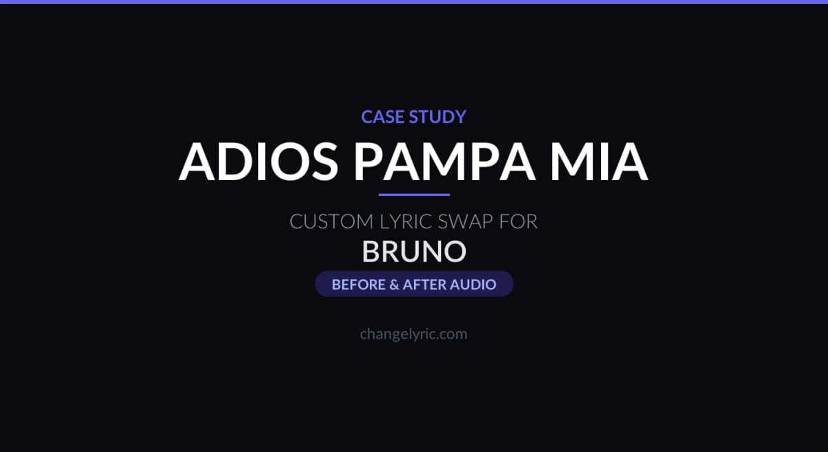 Custom lyric swap case study - Adios Pampa Mia by Julio Iglesias with a targeted Spanish phrase change