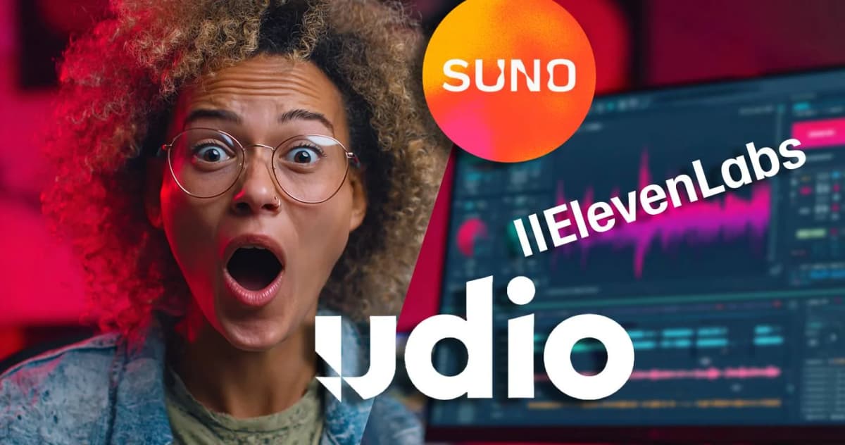 AI music generation workspace with digital audio workstation and neural network visualization