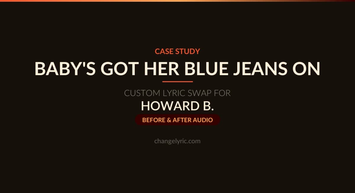 Baby's Got Her Blue Jeans On custom lyric swap - color change from blue jeans to green dress