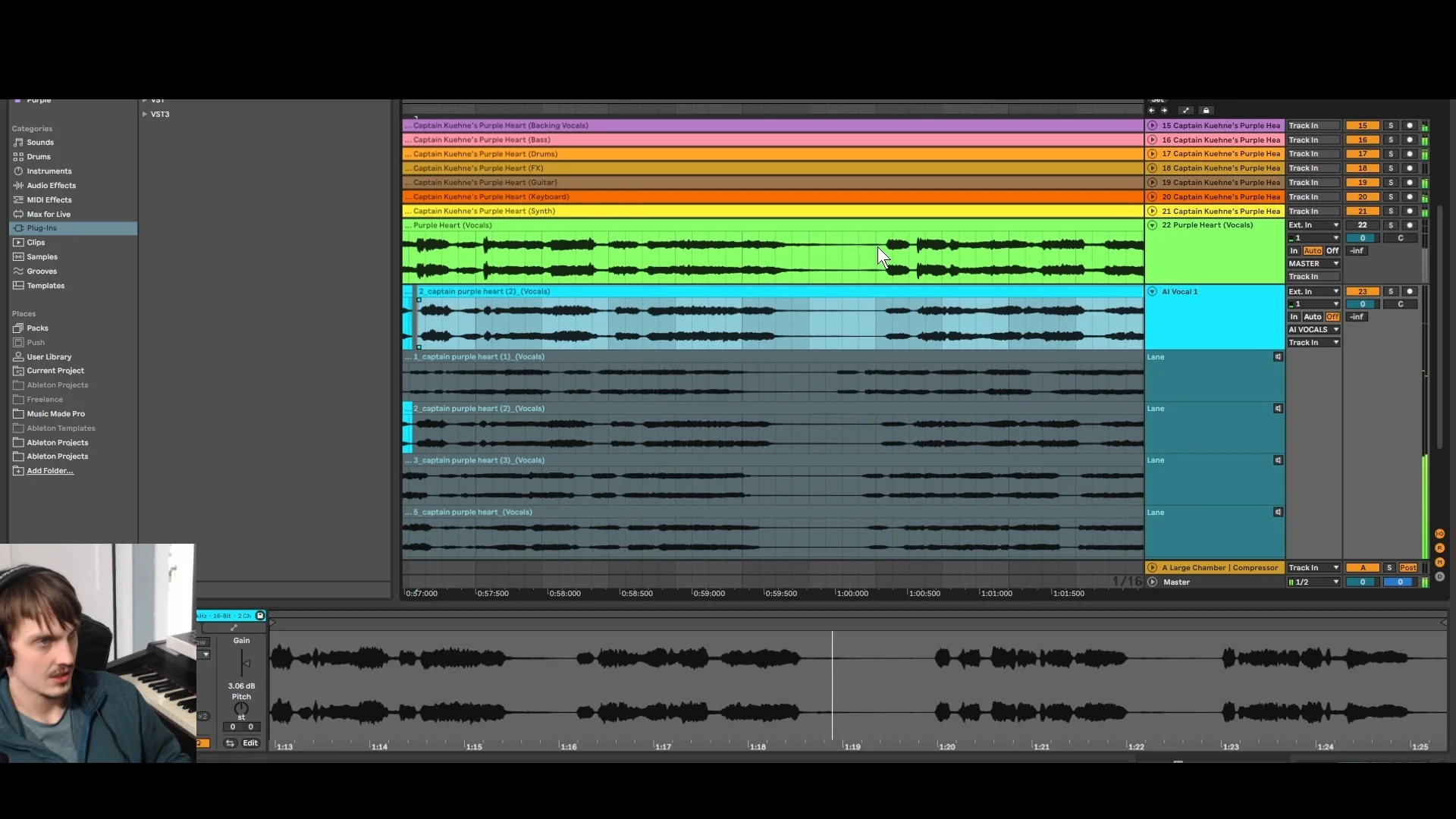 Comping multiple AI vocal takes in Ableton Live