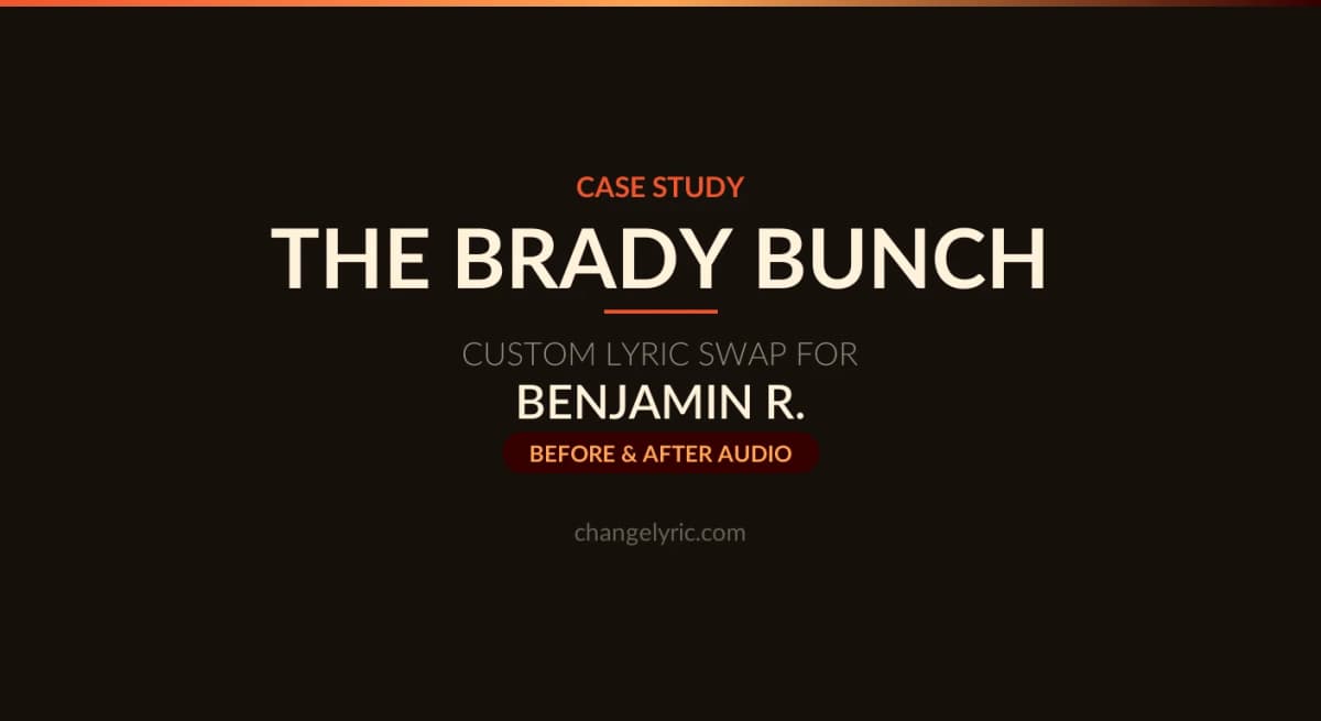Custom lyric swap case study - The Brady Bunch theme rewritten as a home listing anthem
