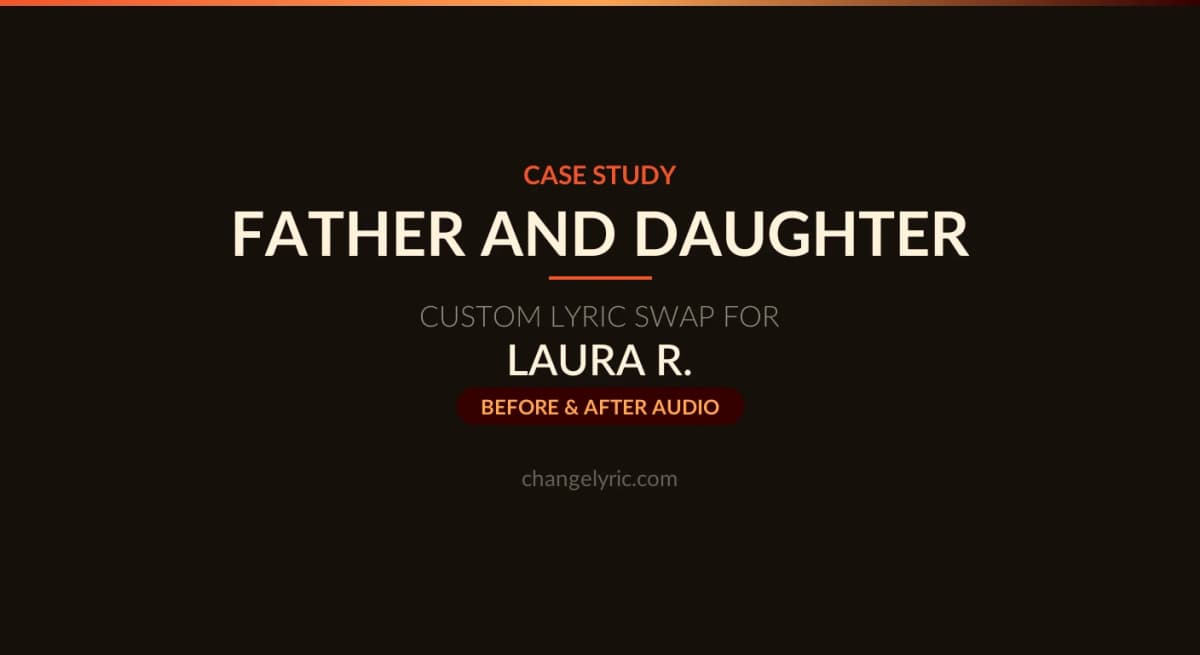 Father and Daughter hero card for Laura's mother and son wedding dance