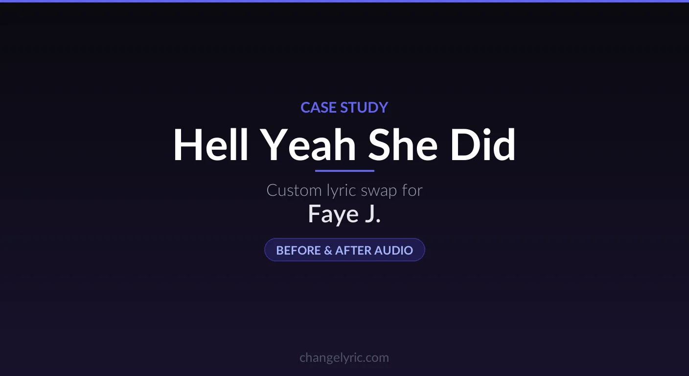 Custom lyric swap - Neil Diamond Hell Yeah pronoun change for memorial tribute