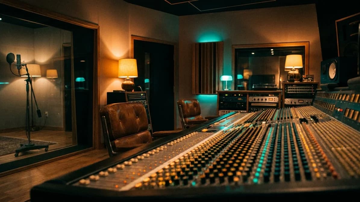 Overdub Studio - the new ChangeLyric lyric swapping workflow Professional recording studio mixing console with studio lighting