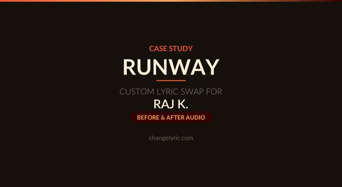 Runway hero card for Raj's dog show ring anthem for Jeri