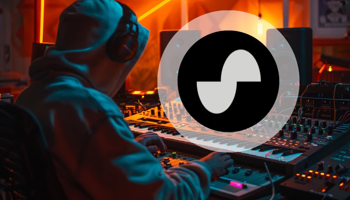 Music producer using Suno AI to create and remix tracks in a digital studio