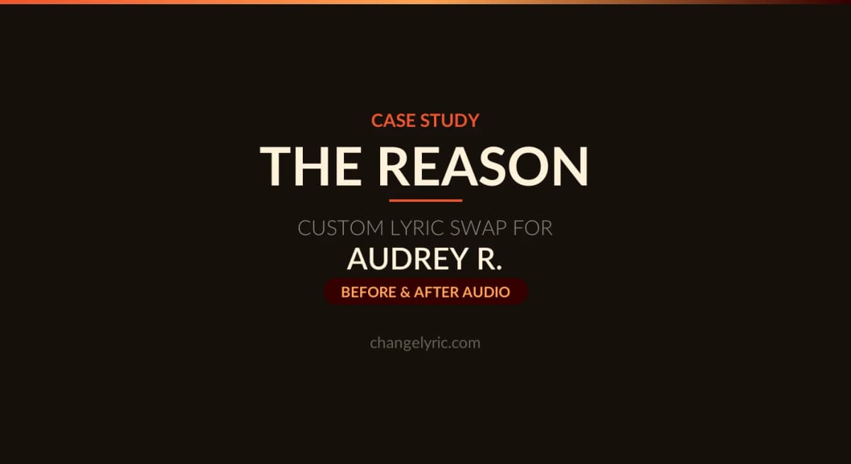Custom lyric swap case study - The Reason by Hoobastank for wedding first dance