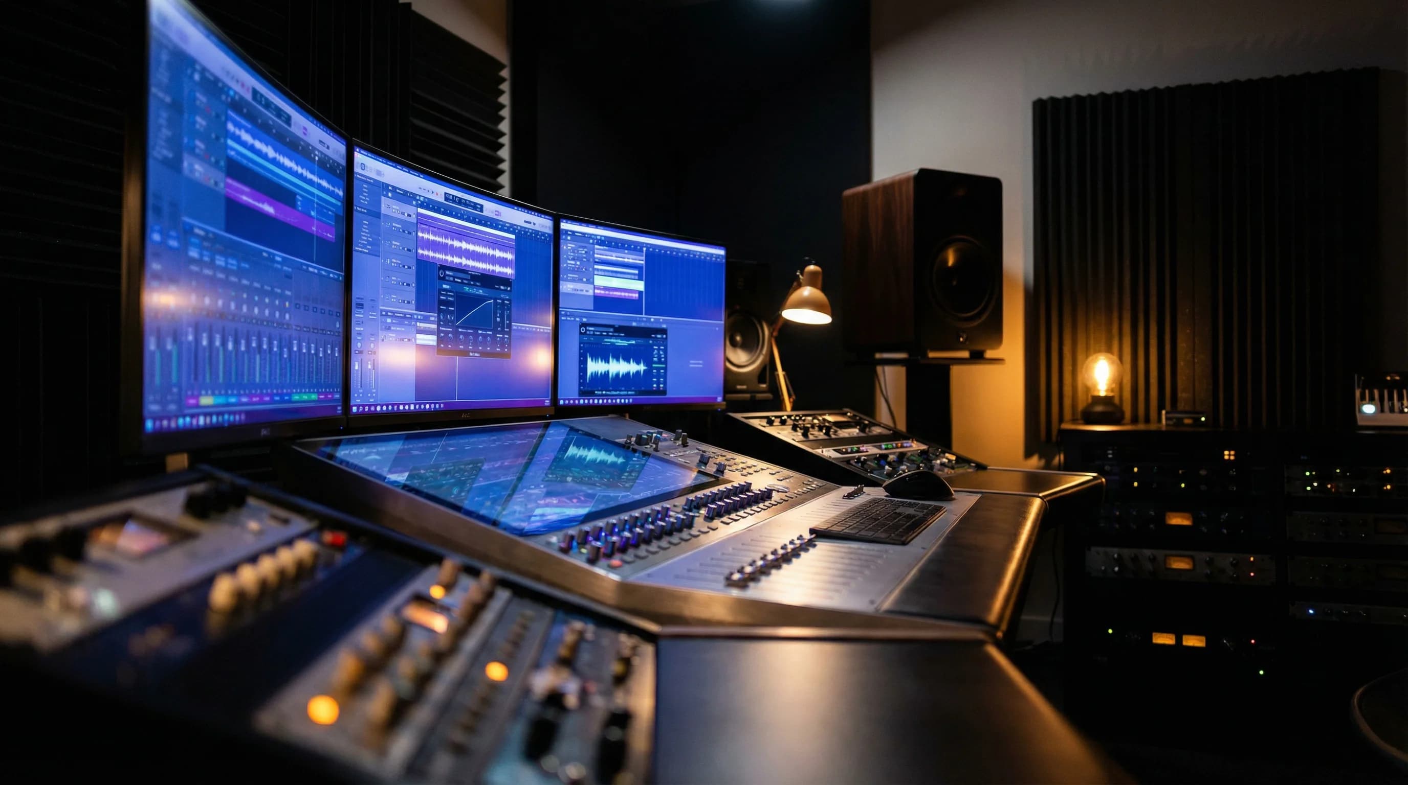 Recording studio microphone and mixing equipment for vocal production